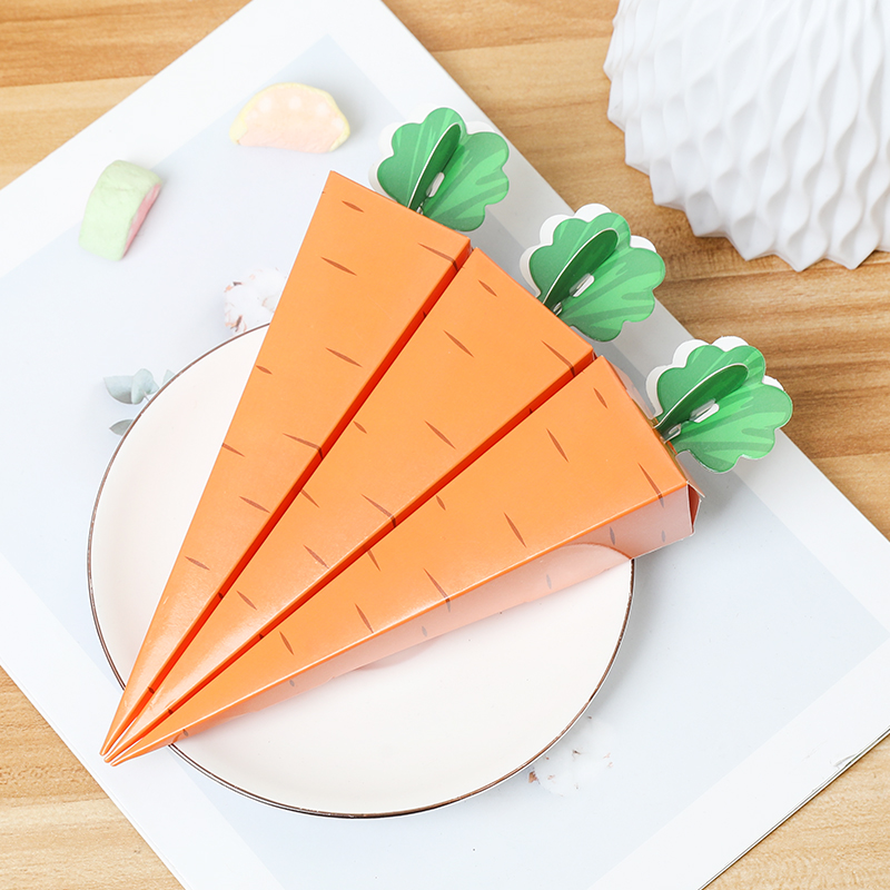 Food Snacks For Kids Party - にんじん紙キャンディーボックス、オレンジコーン型、綿菓子、スナック包装ボックス、イースターパーティー、子供がギフトボックスの装飾を好む、創造的な、10個