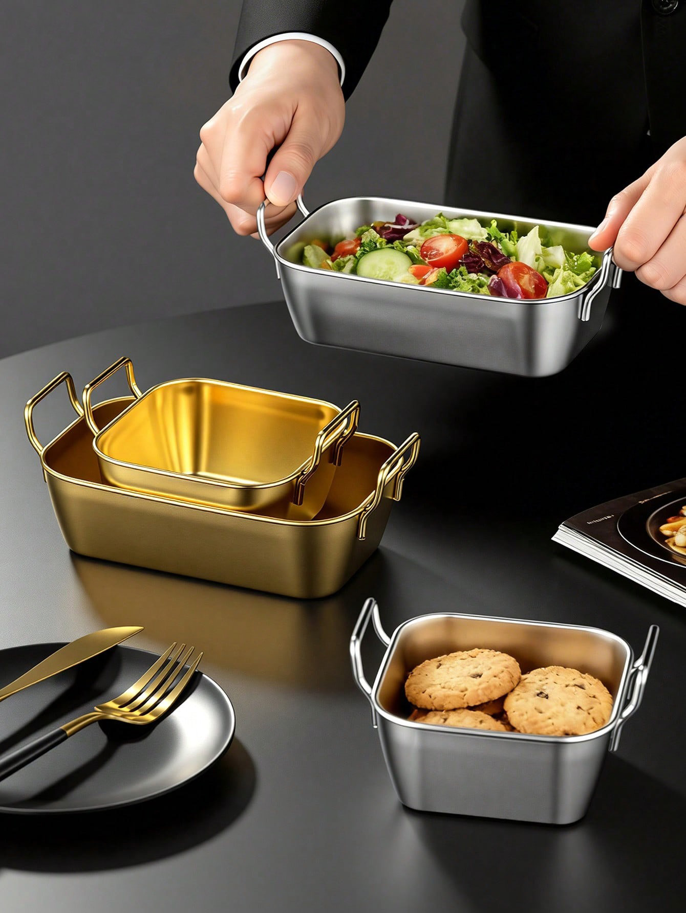Food Snacks Basket - ステンレス製ダブルイヤーフライドポテトバスケット、イヤースナックバスケット、フライドチキンバスケット、揚げ物プレート 1個