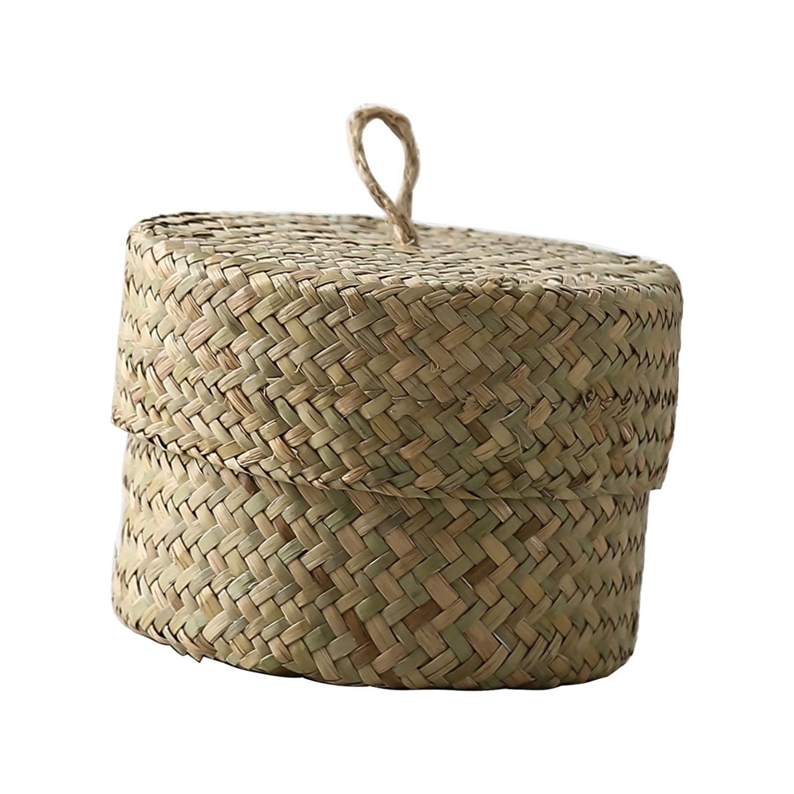 Food Snacks Basket - 海草製収納バスケット スナック収納ボックス 蓋付き容器