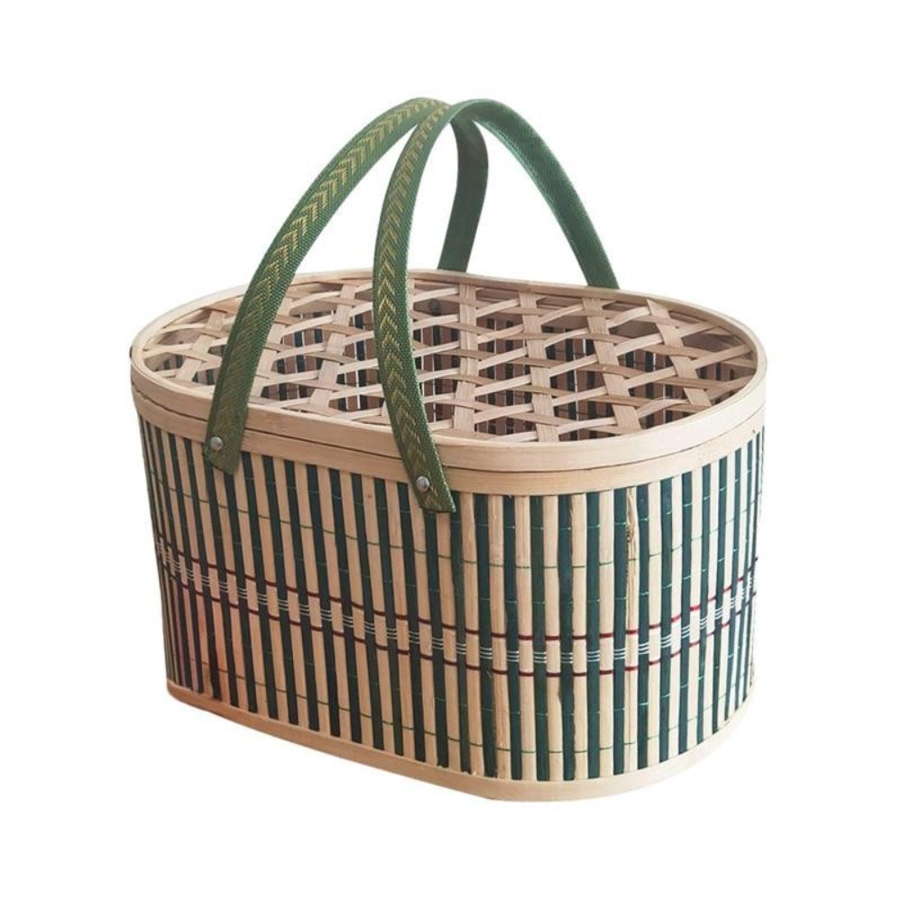 丈夫な手作り竹かご 蓋付き 食品・果物収納かご ギフト包装か - Food Snacks Basket のレビューと価格