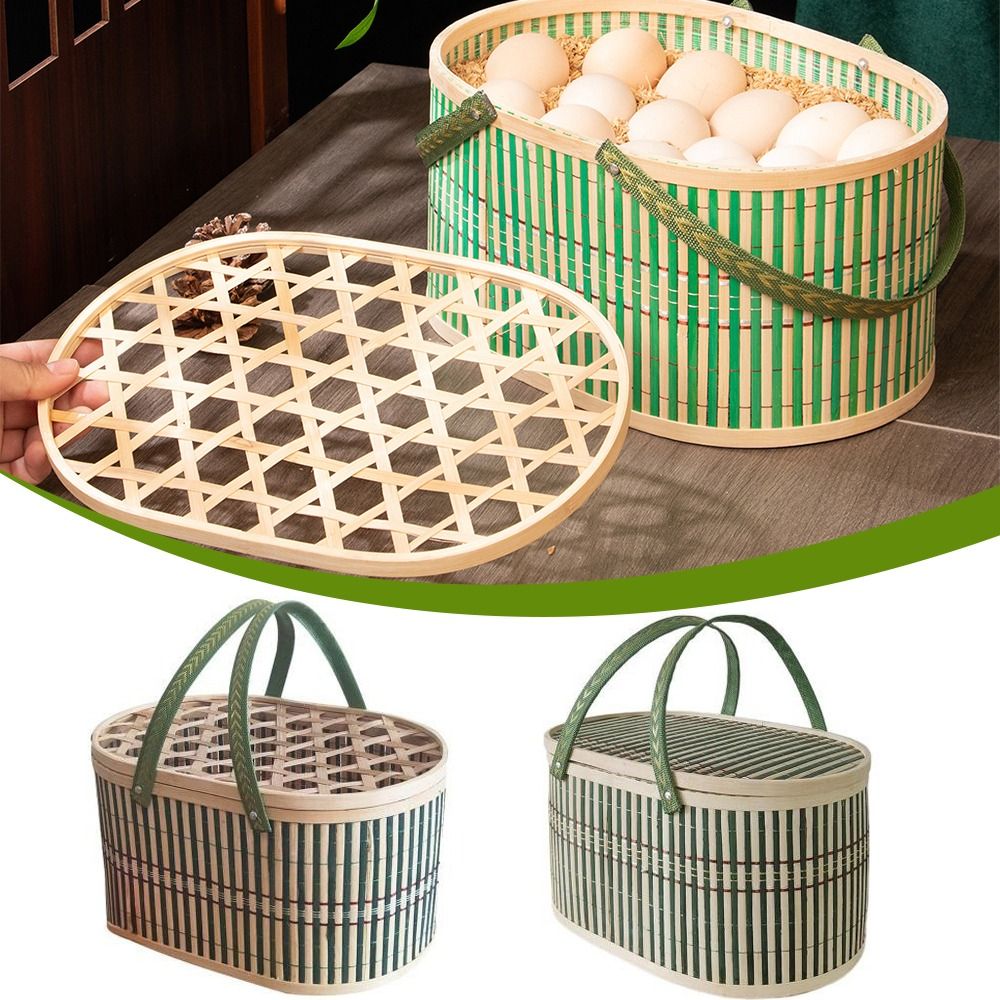 丈夫な手作り竹かご 蓋付き 食品・果物収納かご ギフト包装か - Food Snacks Basket のレビューと価格