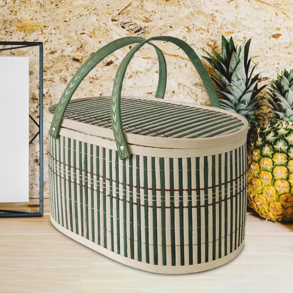丈夫な手作り竹かご 蓋付き 食品・果物収納かご ギフト包装か - Food Snacks Basket のレビューと価格