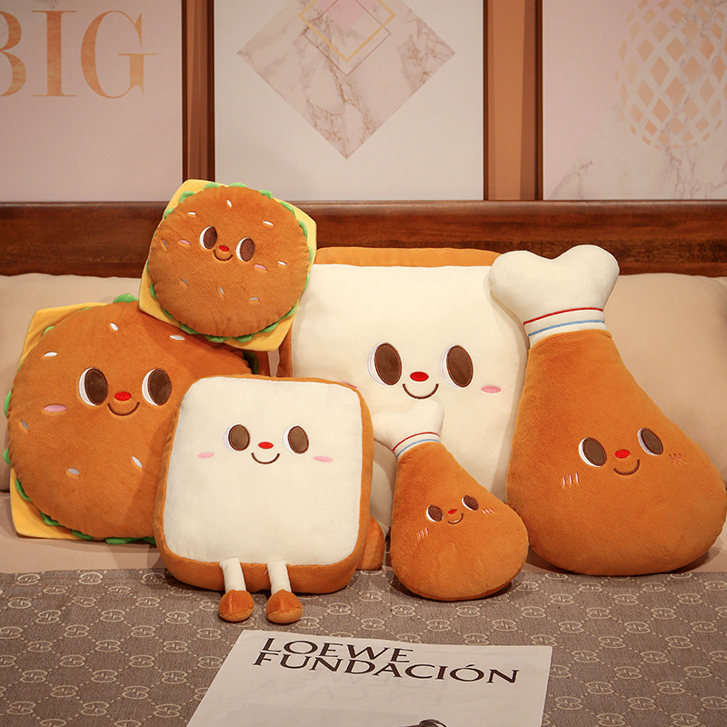 ぬいぐるみハンバーガーおもちゃ,笑顔の顔,漫画のぬいぐるみ, - Food Z のレビューと価格