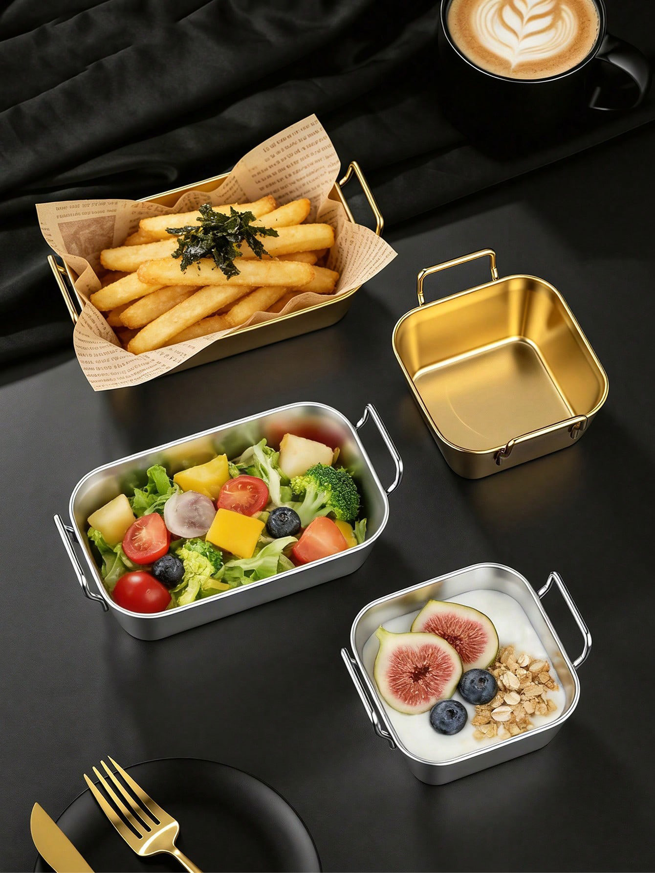ステンレス製ダブルイヤーフライドポテトバスケット、イヤースナ - Food Snacks Basket のレビューと価格