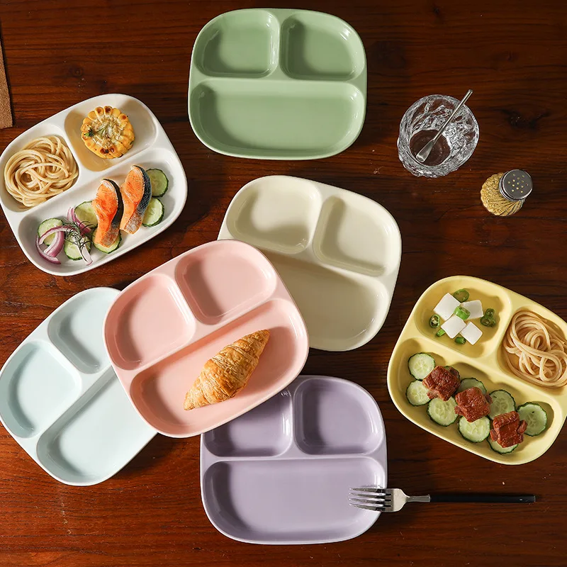 トリプルグリッドセラミック朝食プレートフィットネス減量皿プレ - Food Snacks For Weight Loss のレビューと価格